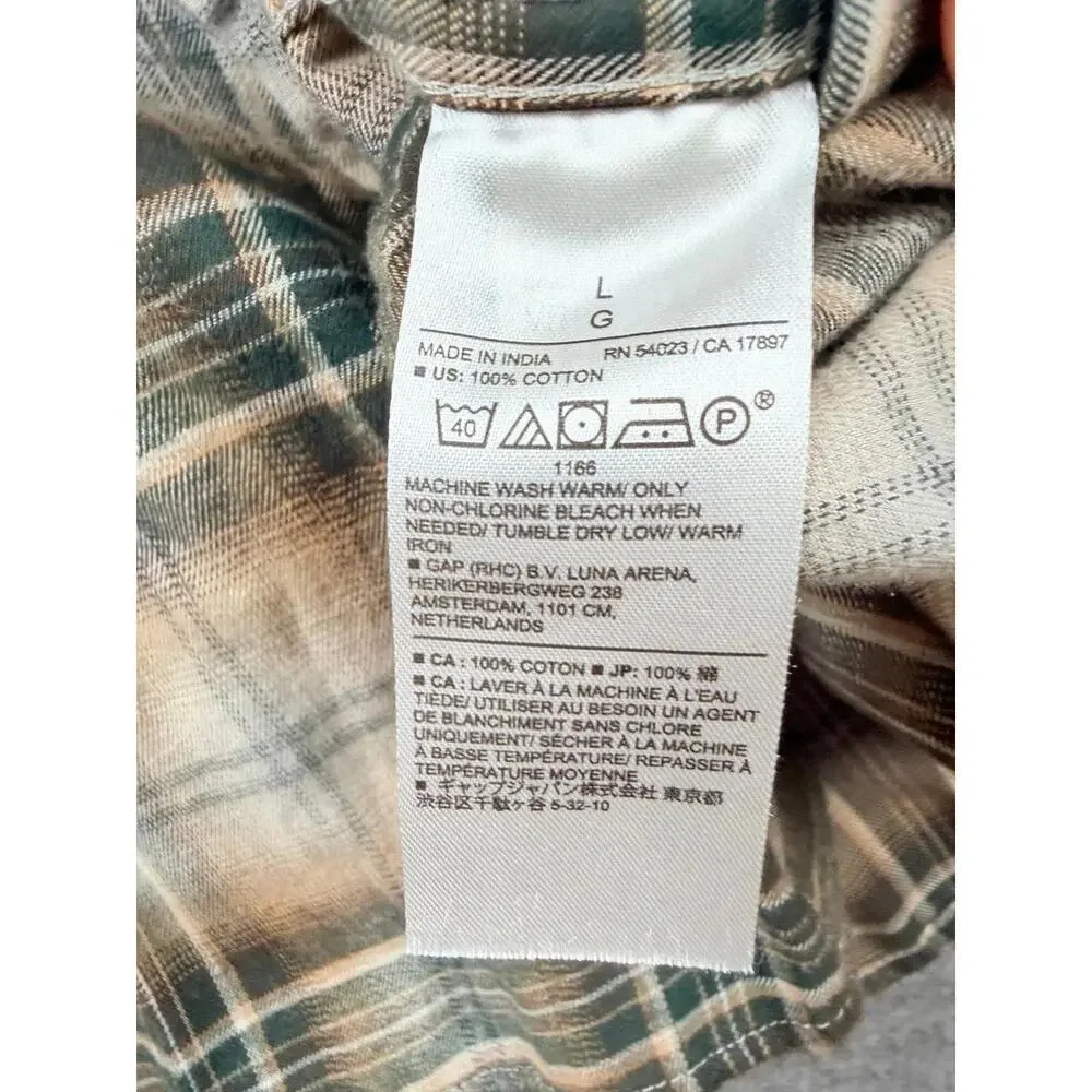 Banana Republic Men's Large Plaid Flannel Shirt Button Up Long Sleeve‎ Cotton